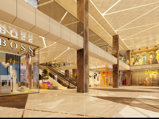 Commercial showroom frontage on MG Road in Gurgaon
